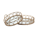 Leona (Set of 2) Natural Wicker Woven Mirrored Base Nesting Trays by Mercana at Eve Furniture