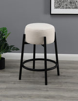 Leonard White/Black Upholstered Backless Round Stools, Set of 2