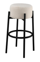 Leonard White/Black Upholstered Backless Round Stools, Set of 2