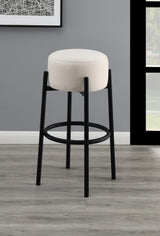 Leonard White/Black Upholstered Backless Round Stools, Set of 2 by Coaster at Eve Furniture