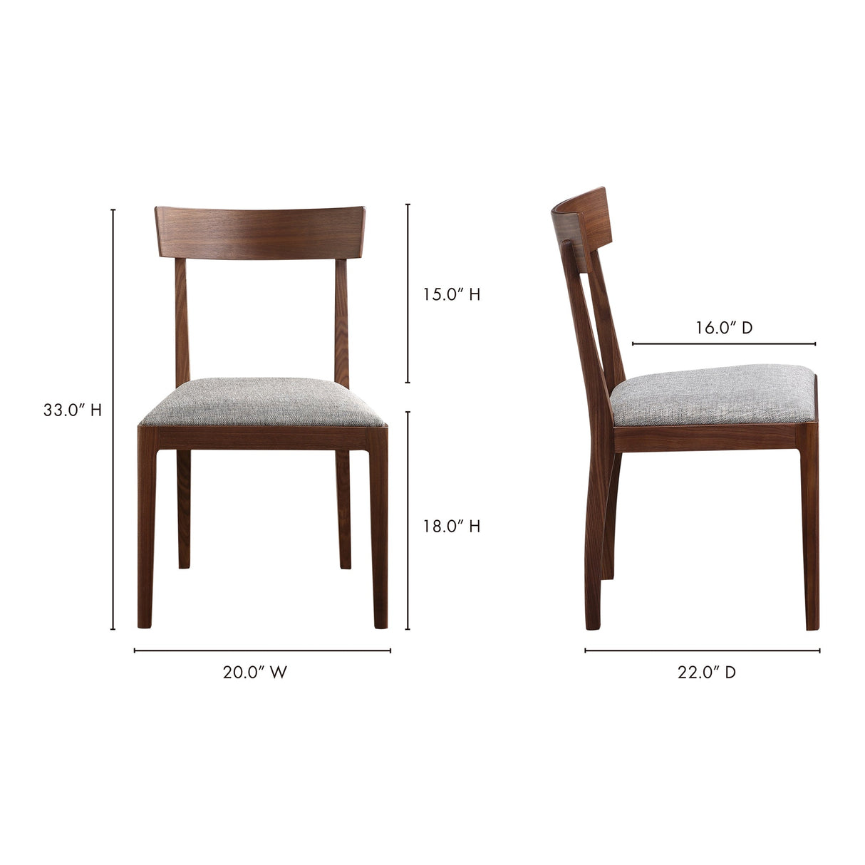 Leone Walnut Brown Dining Chair (Set of 2) by Moe's Home at Eve Furniture