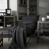 Leonidas 28.5L x 29.5W x 34.0H Black Faux Leather Seat W/ Black Metal Frame Accent Chair by Mercana at Eve Furniture