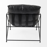 Leonidas 28.5L x 29.5W x 34.0H Black Faux Leather Seat W/ Black Metal Frame Accent Chair by Mercana at Eve Furniture