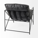 Leonidas 28.5L x 29.5W x 34.0H Black Faux Leather Seat W/ Black Metal Frame Accent Chair by Mercana at Eve Furniture