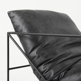 Leonidas 28.5L x 29.5W x 34.0H Black Faux Leather Seat W/ Black Metal Frame Accent Chair by Mercana at Eve Furniture