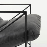 Leonidas 28.5L x 29.5W x 34.0H Black Faux Leather Seat W/ Black Metal Frame Accent Chair by Mercana at Eve Furniture