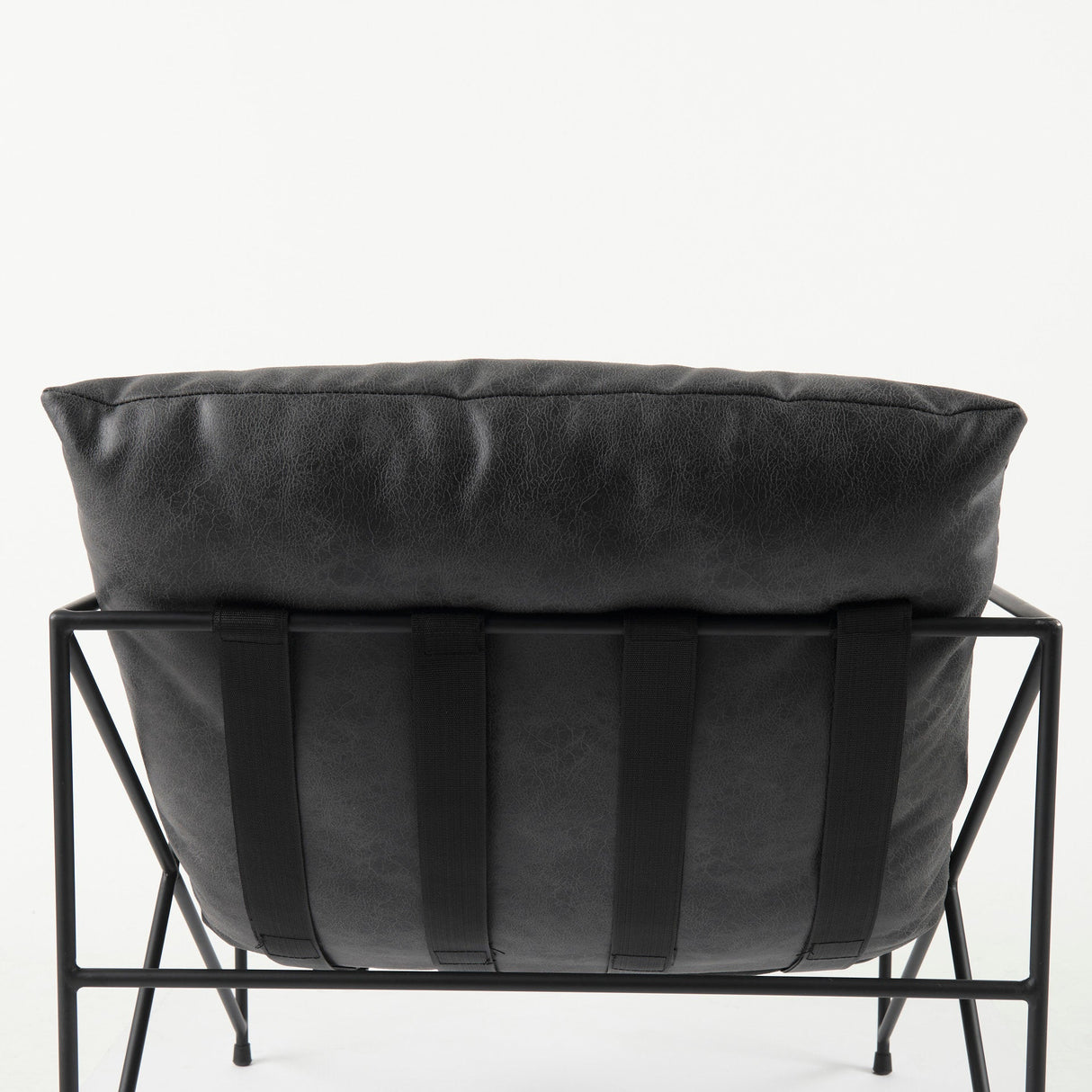 Leonidas 28.5L x 29.5W x 34.0H Black Faux Leather Seat W/ Black Metal Frame Accent Chair by Mercana at Eve Furniture