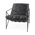 Leonidas 28.5L x 29.5W x 34.0H Black Faux Leather Seat W/ Black Metal Frame Accent Chair by Mercana at Eve Furniture