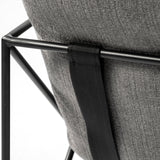 Leonidas 28.5L x 29.5W x 34.0H Grey Fabric Wrap Black Metal Frame Accent Chair by Mercana at Eve Furniture