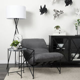 Leonidas 28.5L x 29.5W x 34.0H Grey Fabric Wrap Black Metal Frame Accent Chair by Mercana at Eve Furniture