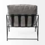 Leonidas 28.5L x 29.5W x 34.0H Grey Fabric Wrap Black Metal Frame Accent Chair by Mercana at Eve Furniture