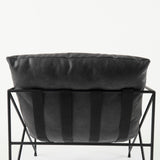 Leonidas Black Faux Leather Seat W/ Black Metal Frame Accent Chair by Mercana at Eve Furniture