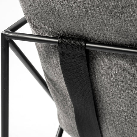 Leonidas Grey Fabric Wrap Black Metal Frame Accent Chair by Mercana at Eve Furniture