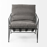 Leonidas Grey Fabric Wrap Black Metal Frame Accent Chair by Mercana at Eve Furniture