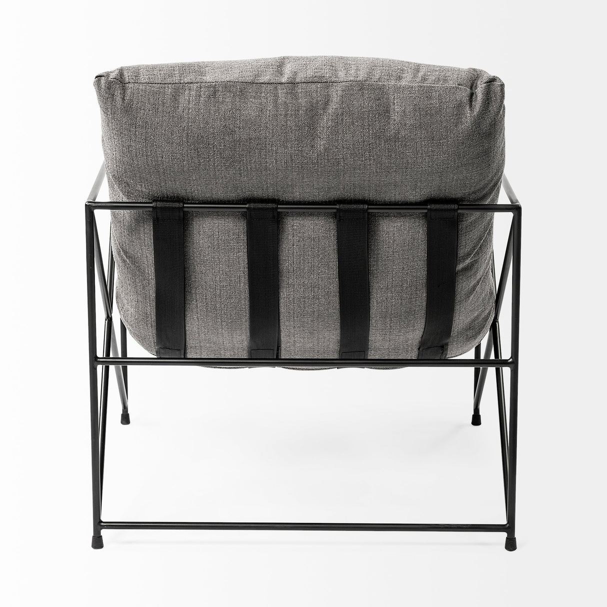 Leonidas Grey Fabric Wrap Black Metal Frame Accent Chair by Mercana at Eve Furniture