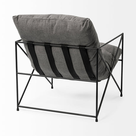 Leonidas Grey Fabric Wrap Black Metal Frame Accent Chair by Mercana at Eve Furniture