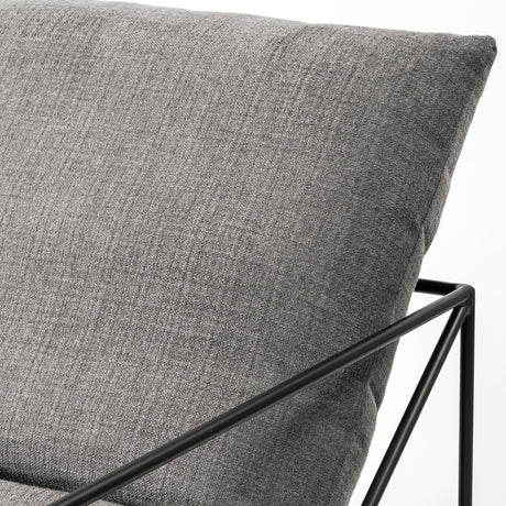 Leonidas Grey Fabric Wrap Black Metal Frame Accent Chair by Mercana at Eve Furniture