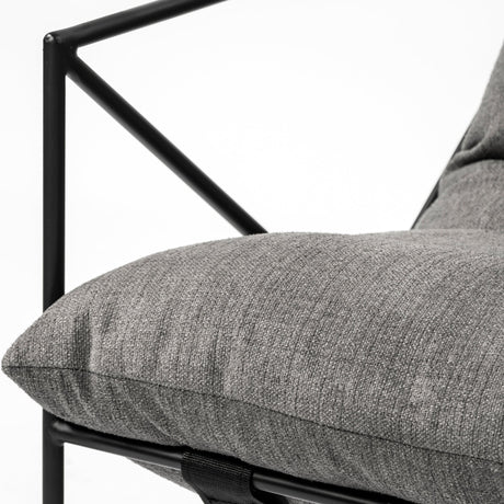 Leonidas Grey Fabric Wrap Black Metal Frame Accent Chair by Mercana at Eve Furniture