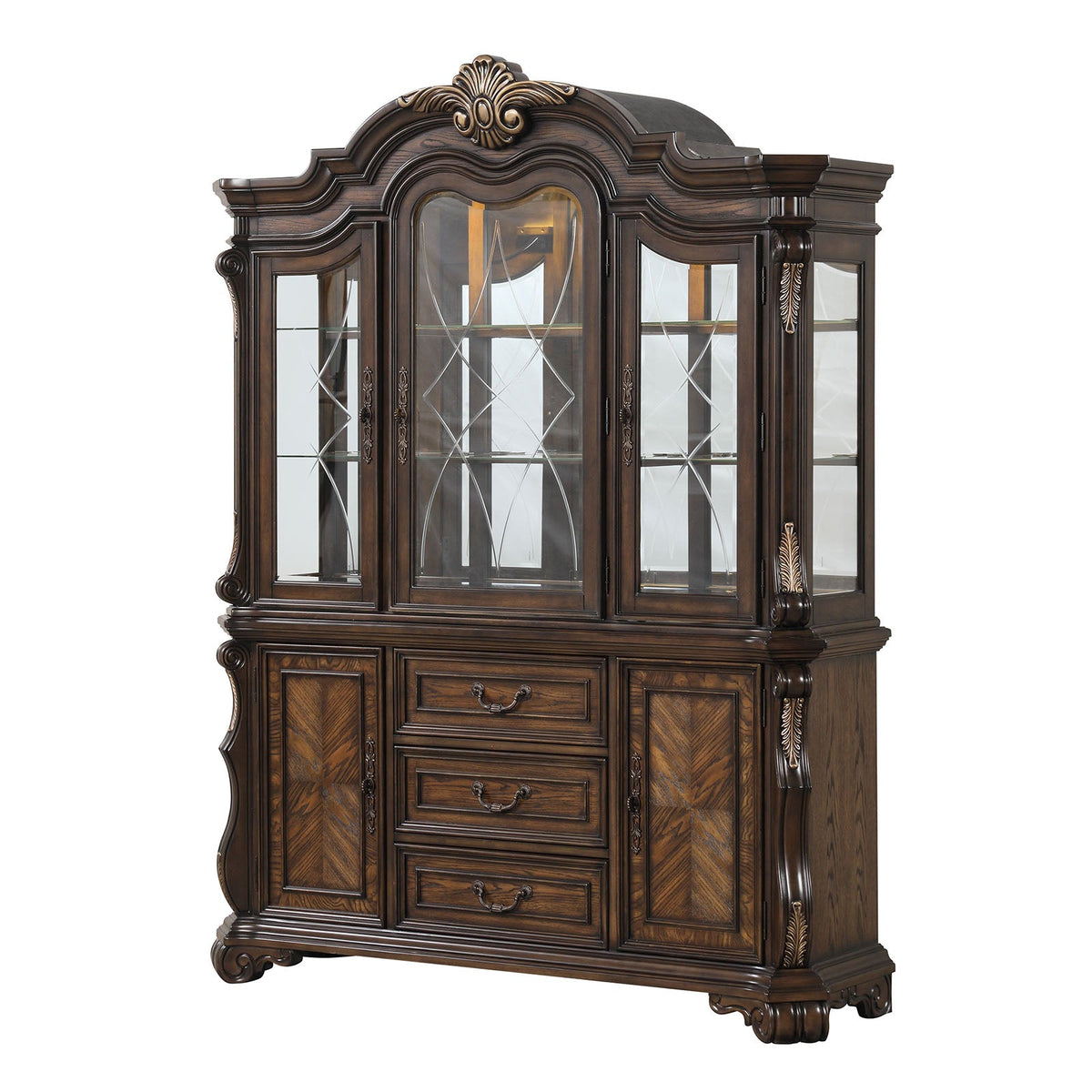 Leovanni Dark Brown Hutch and Buffet by Furniture of America at Eve Furniture