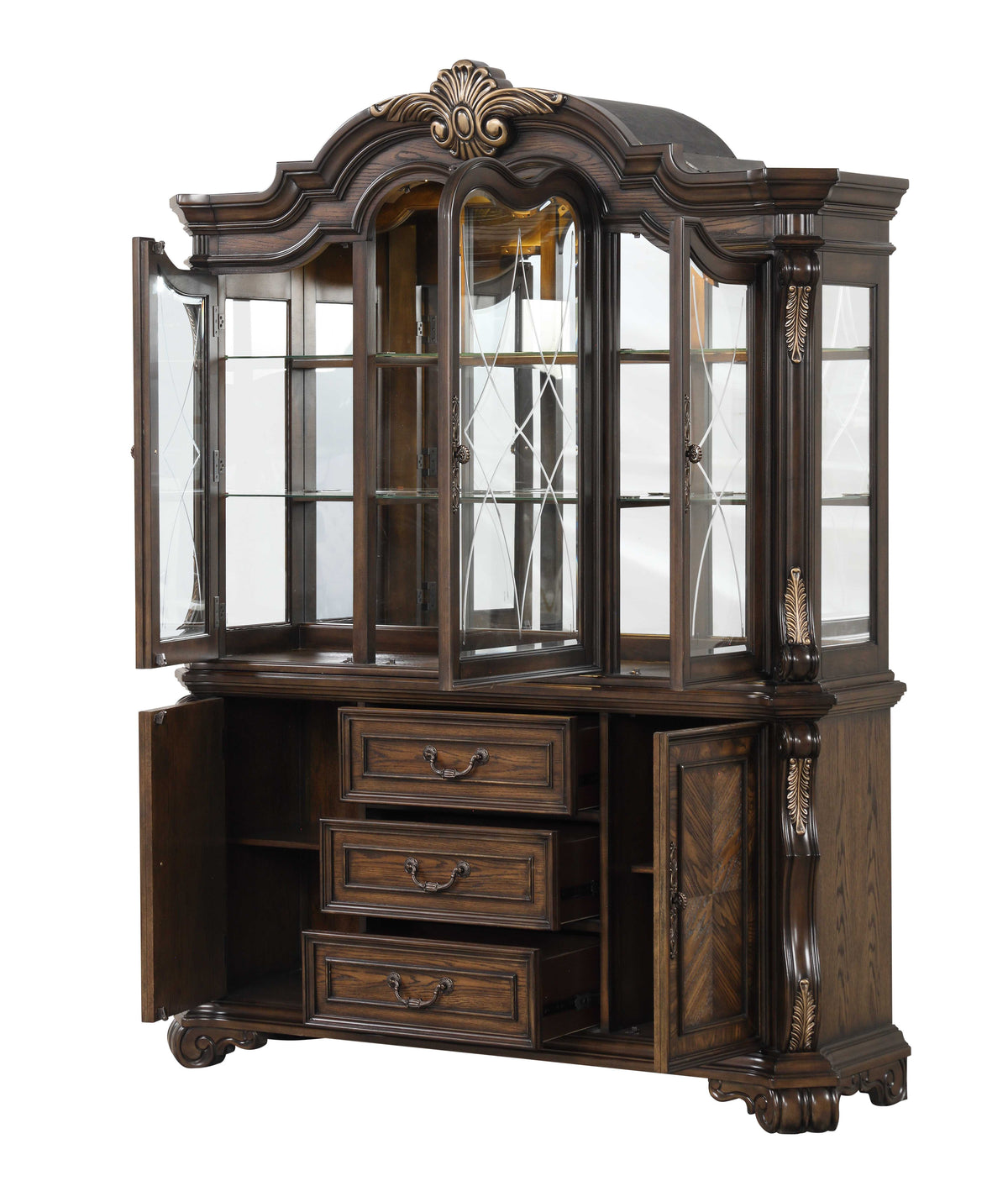 Leovanni Dark Brown Hutch and Buffet by Furniture of America at Eve Furniture