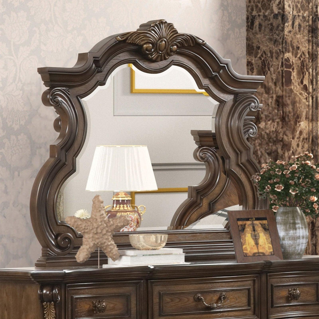 Leovanni Dark Brown Mirror by Furniture of America at Eve Furniture