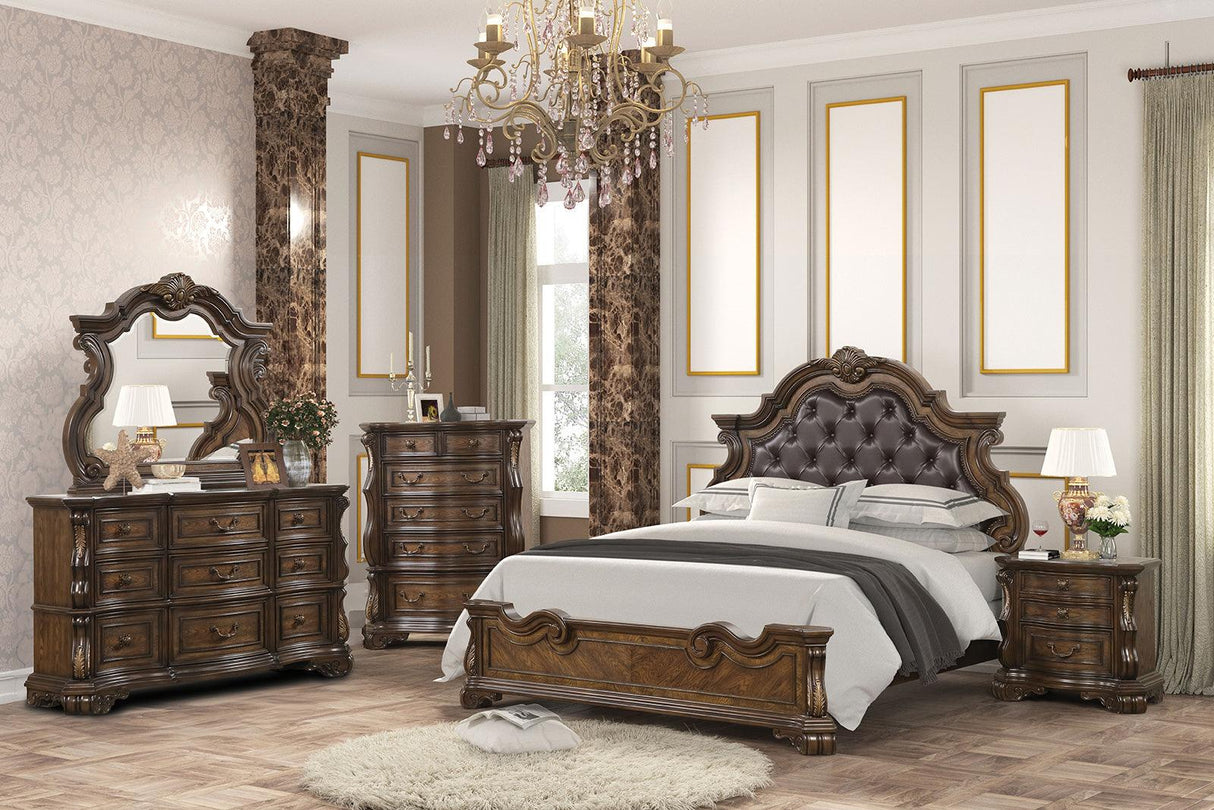 Leovanni Dark Brown Bombay Tufted King Bed by Furniture of America at Eve Furniture