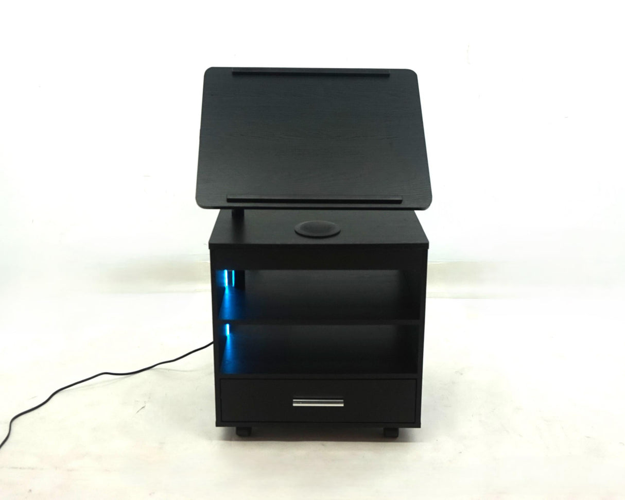 Lerma Black Ash 1-drawer Adjustable Tray Top Nightstand With Speaker by Coaster at Eve Furniture