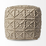Leroy Square Cream Wool Pouf w/ Popcorn Detail by Mercana at Eve Furniture