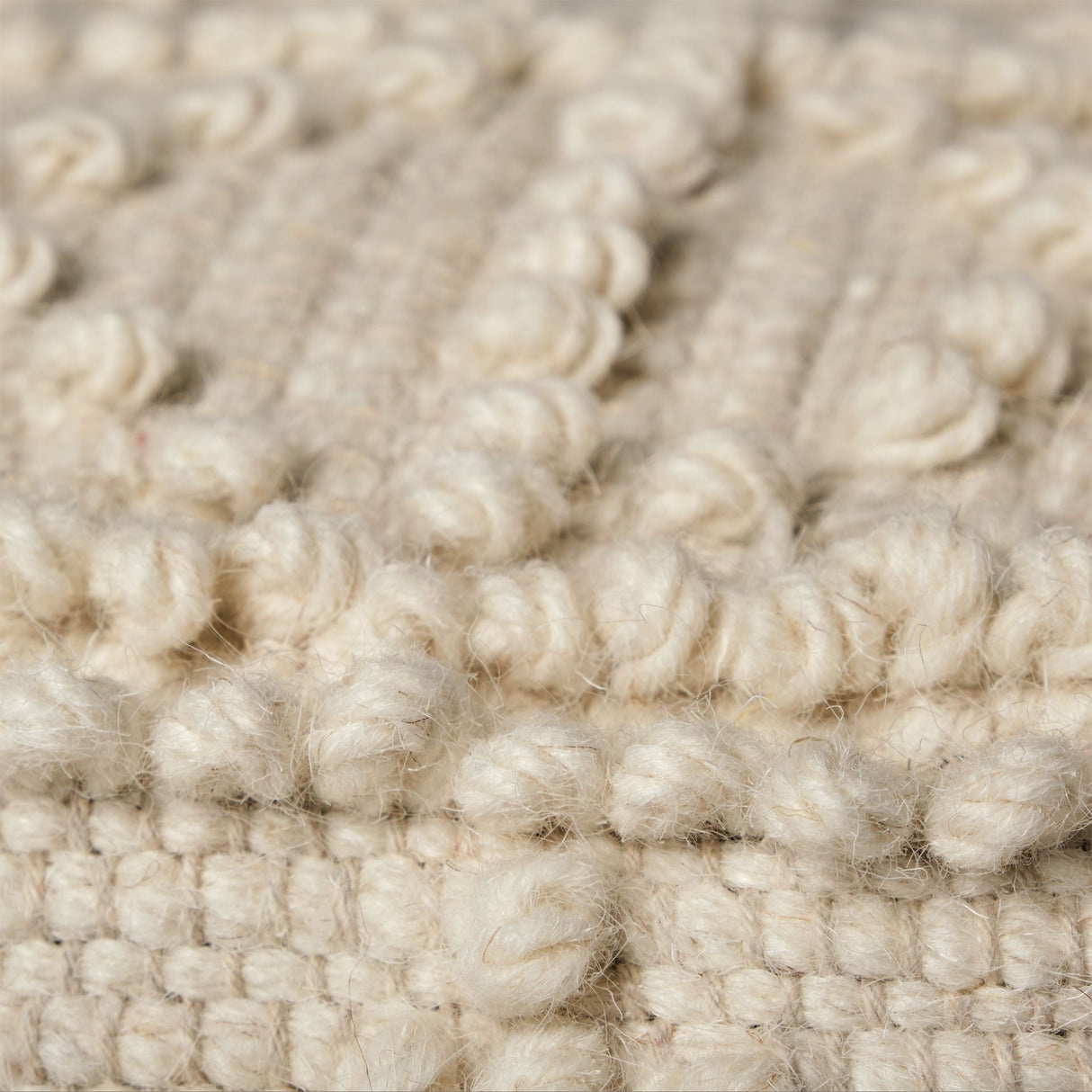 Leroy Square Cream Wool Pouf w/ Popcorn Detail by Mercana at Eve Furniture