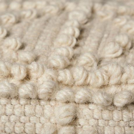 Leroy Square Cream Wool Pouf w/ Popcorn Detail by Mercana at Eve Furniture