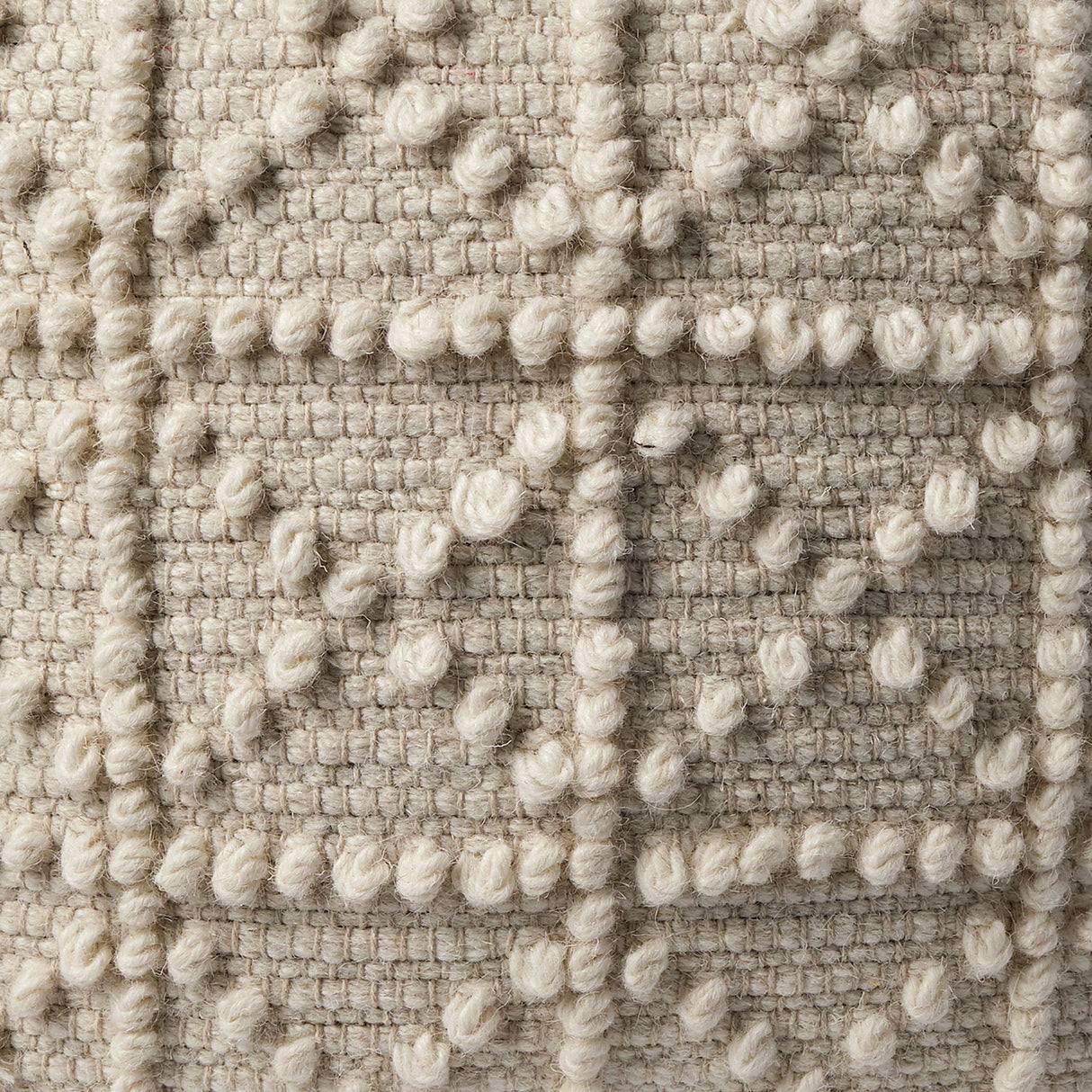 Leroy Square Cream Wool Pouf w/ Popcorn Detail by Mercana at Eve Furniture