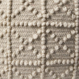 Leroy Square Cream Wool Pouf w/ Popcorn Detail by Mercana at Eve Furniture