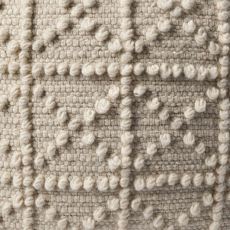 Leroy Square Cream Wool Pouf w/ Popcorn Detail by Mercana at Eve Furniture