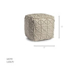 Leroy Square Cream Wool Pouf w/ Popcorn Detail by Mercana at Eve Furniture