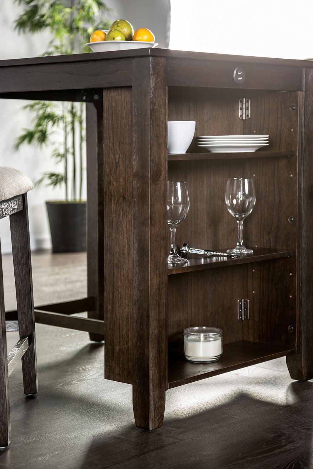 Lescles Dark Cherry/Gray 3 Pc Counter Ht Set (1 Table + 2 Chairs) by Furniture of America at Eve Furniture