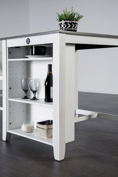 Lescles White/Gray 3 Pc Counter Ht Set (1 Table + 2 Chairs) by Furniture of America at Eve Furniture