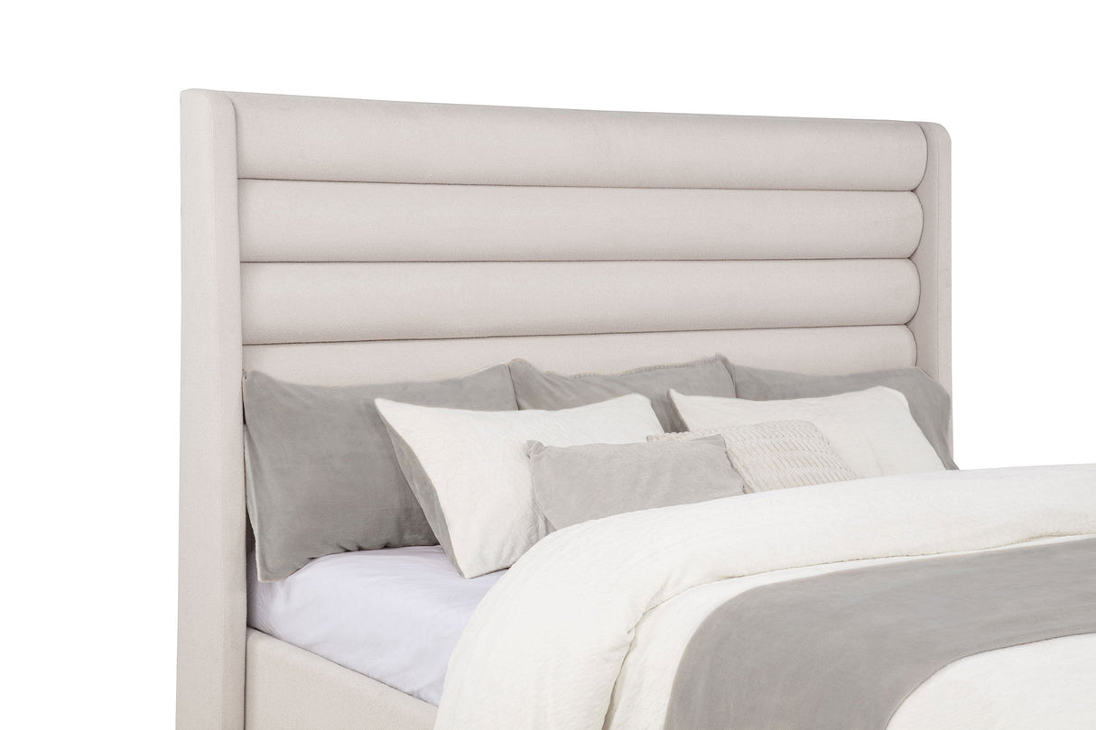 Leslie Beige Upholstered Tufted California King Wingback Platform Bed by Coaster at Eve Furniture