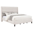 Leslie Beige Upholstered Tufted California King Wingback Platform Bed by Coaster at Eve Furniture