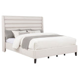 Leslie Beige Upholstered Tufted California King Wingback Platform Bed by Coaster at Eve Furniture