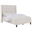 Leslie Beige Upholstered Tufted Full Wingback Platform Bed by Coaster at Eve Furniture
