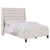 Leslie Beige Upholstered Tufted Full Wingback Platform Bed by Coaster at Eve Furniture