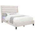 Leslie Beige Upholstered Tufted Queen Wingback Platform Bed by Coaster at Eve Furniture