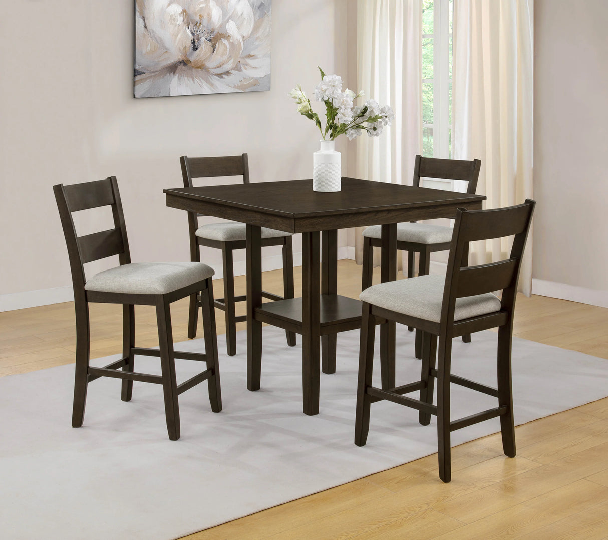 Lester Brown 5-Piece Counter Height Dining Set by Crown Mark at Eve Furniture