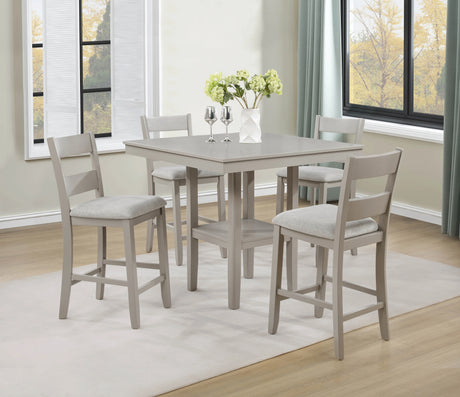 Lester Greige 5-Piece Counter Height Dining Set by Crown Mark at Eve Furniture