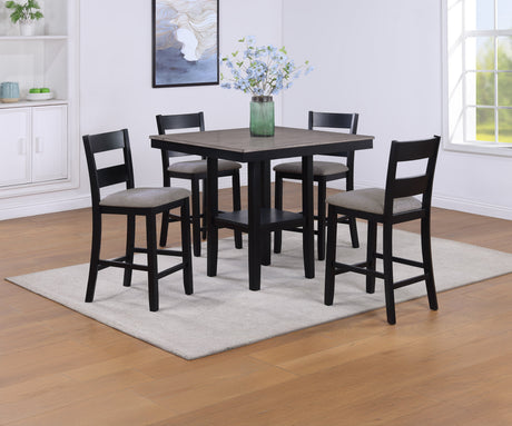 Lester Light Gray 5-Piece Counter Height Set by Crown Mark at Eve Furniture
