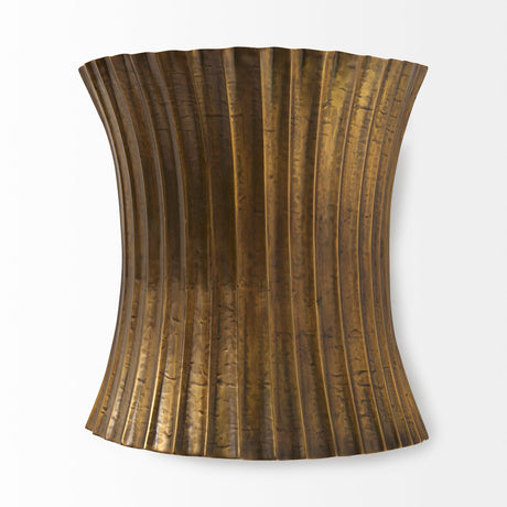 Letitia Gold Hammered Metal Fan Wall Sconce by Mercana at Eve Furniture