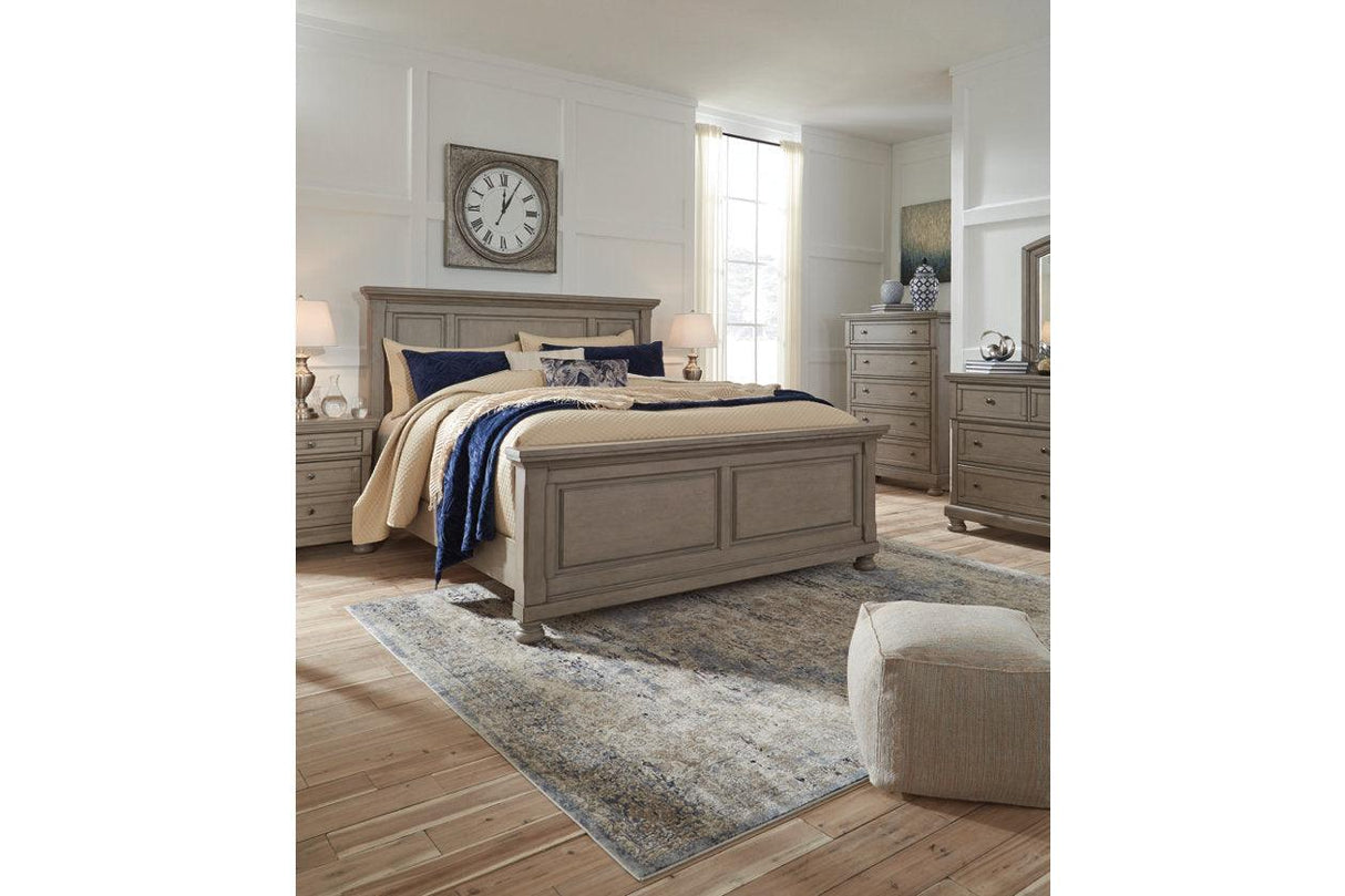 Lettner Light Gray King Panel Bed by Ashley at Eve Furniture