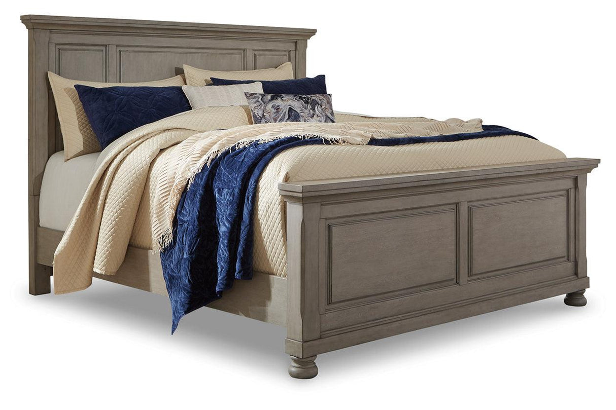 Lettner Light Gray King Panel Bed by Ashley at Eve Furniture