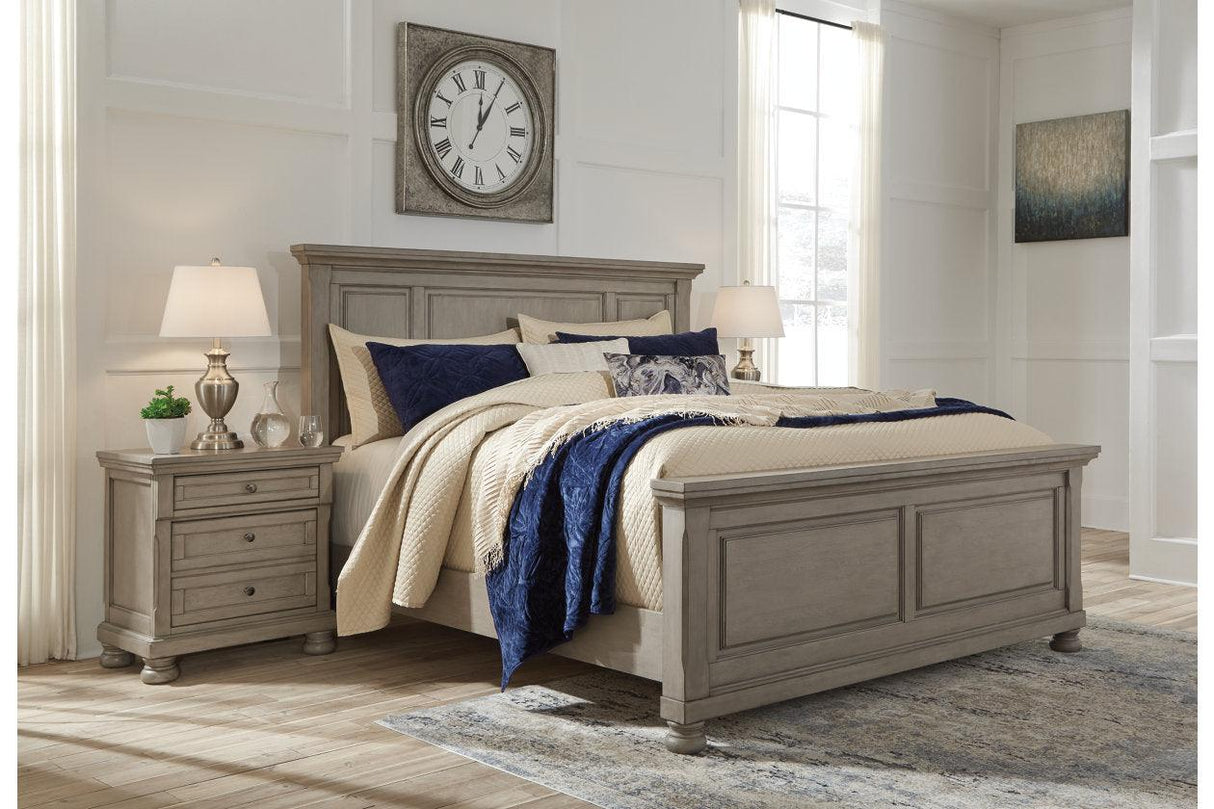 Lettner Light Gray King Panel Bed by Ashley at Eve Furniture