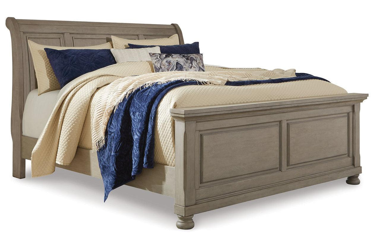 Lettner Light Gray Queen Sleigh Bed by Ashley at Eve Furniture